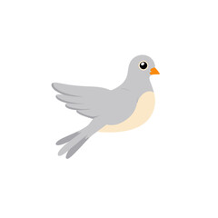 Obraz premium Cute gray bird flying against a white background 