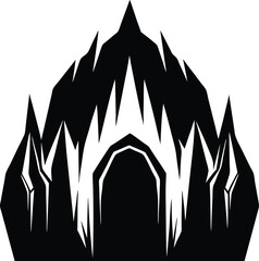 Ice Cave Silhouette Vector for Cold, Winter Adventure, and Glacial Designs