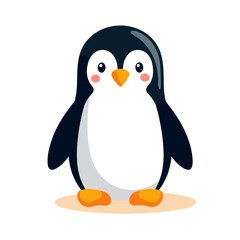 Fototapeta premium Cute cartoon penguin standing on a light-colored surface 