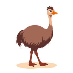 cartoon ostrich standing on sand  