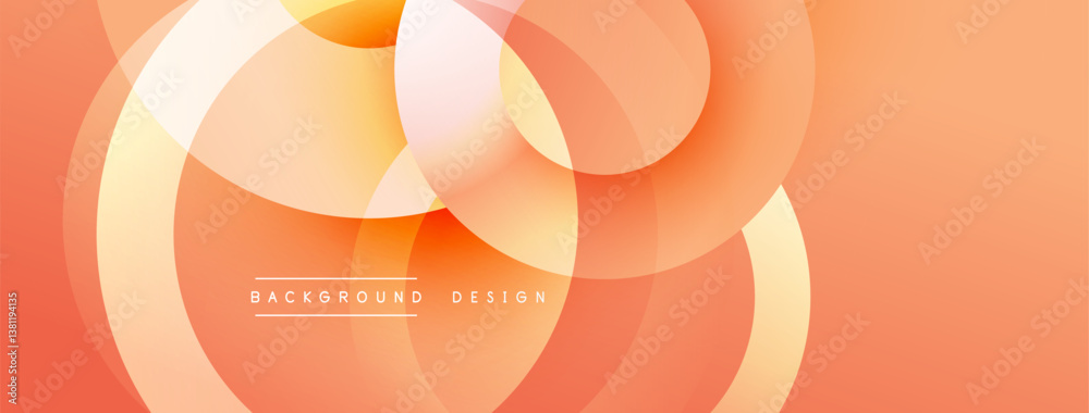 Poster Orange background with overlapping circles. Soft gradients create depth. Modern design for digital or print projects. Minimalist aesthetic.