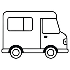 Playful Ice Cream Truck Line Art Icon  High-Quality Vector for Digital Graphics