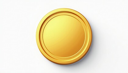 Glistening Gold Coin on Perfect White Background. A gold coin on a white background.