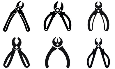 Grasping Forceps Silhouette Vector Icons – Surgical Tool Clipart Set