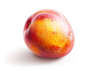 Obraz premium Ripe Nectarine Close up Red and Yellow Hues on White