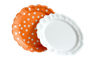 Orange And White Paper Plates With Textured Patterns And Layered Look Transparent Background
