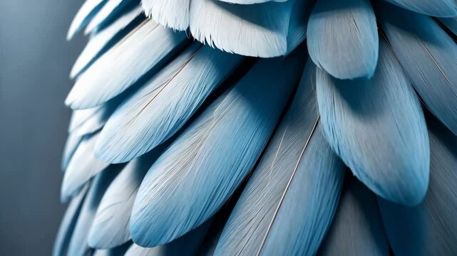 Fragment of bird wings in silver hue for backdrop. Feather texture.