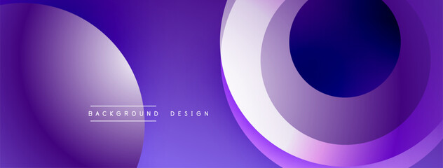 Purple gradient background with overlapping circles. Minimalist design, modern aesthetic. Smooth transitions between shades create depth. Text BACKGROUND DESIGN present.