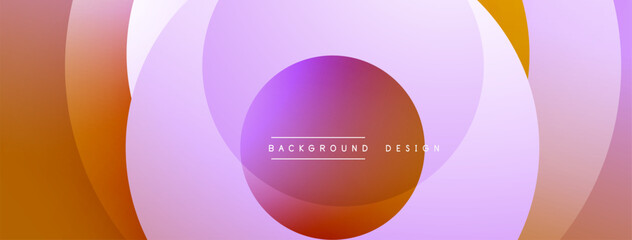 Abstract circles, purple, orange hues. Layered shapes create modern design. Smooth gradients, soft colors, simple composition. Background element for projects.