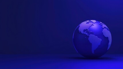 A blue, stylized globe representing Earth, set against a dark background, emphasizing global connectivity and geography.