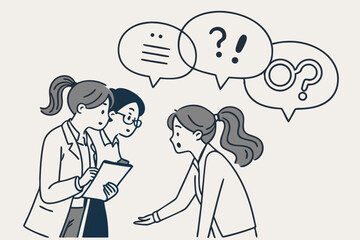 Ask questions for help or solution, confusion, doubt or query for answer and information, business discussion to solve problem concept, business people employee ask questions with question mark signs.