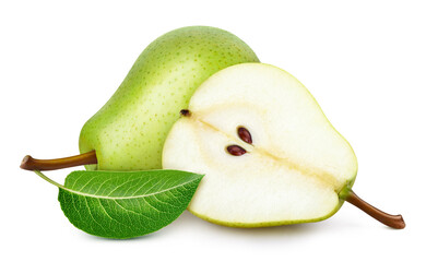Pears isolated on white background clipping path