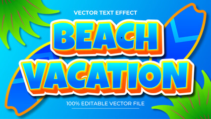 Summer Beach editable text effect 3d emboss Cartoon style Design
