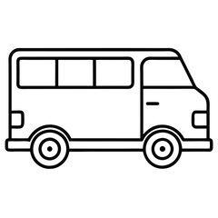 Unique Line Art Icon of a Pickup Bus  Modern Design for Web & Print
