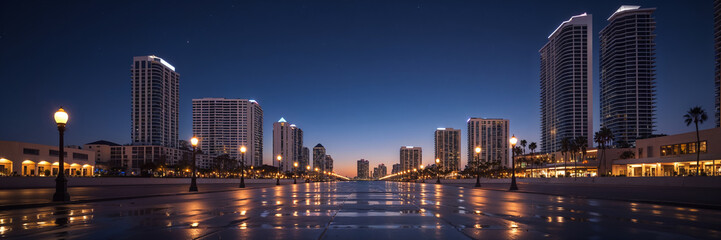 Obraz premium Long Beach city, California, USA, night 