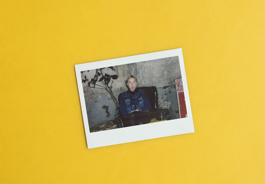 Polaroid Mockup on Bright Yellow Background