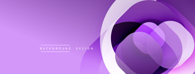 Purple abstract design. Overlapping circles create dynamic visual effect. Smooth gradients, modern aesthetic. Minimalist composition, vibrant colors.