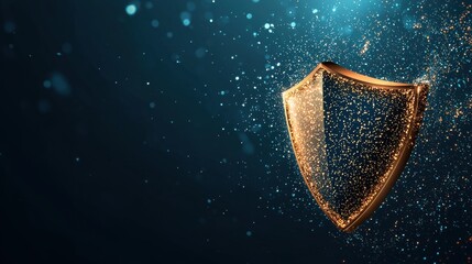 Cyberspace Cybersecurity concept with a shield and encrypted data flow in cyberspace.