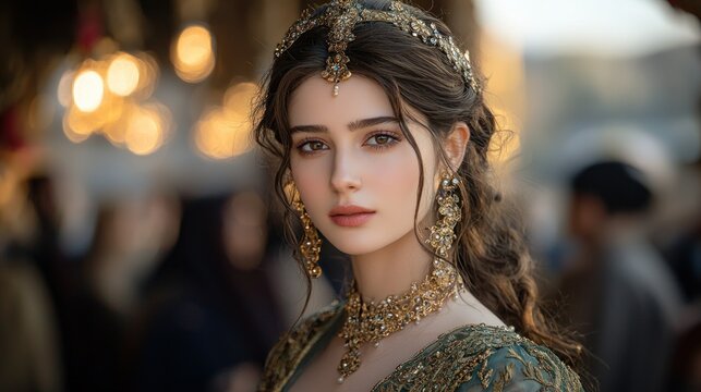 Elegant Woman in Ottoman-Inspired Attire