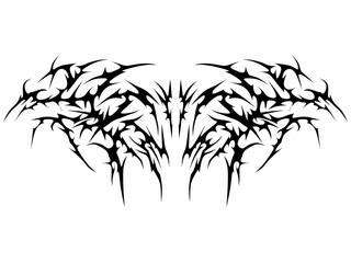 Neo tribal cyber sigilism symmetrical shape. vector design isolated on white background