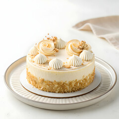 Delicious Berry Cake Creamy Topping Sweet Raspberries Blackberries Red Currants