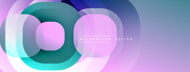 Abstract layers create vibrant gradient. Circles overlap, forming dynamic composition. Soft colors blend, evoking modern aesthetic. Smooth transitions suggest depth.