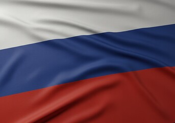 Fototapeta premium Russian Flag, Waving, Tricolor, White Blue Red, National Symbol, Patriotism, Country, Nation, Russia, Political, Flag Design, Emblem.