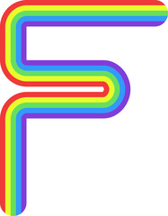 F-shaped curve with rainbow colors.