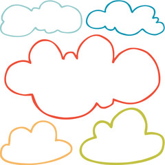 Abstract Hand Drawn Doodle Style Cloud in Pastel Shades of Teal, Orange, and Green, Perfect for Kids or Nursery Prints, Greeting Cards, Fabric Patterns, Minimalist Artwork