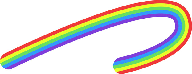 Rainbow colored curved line that changes direction.