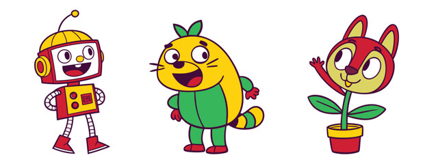 Cartoon Characters Set - Fun and Playful Illustrations