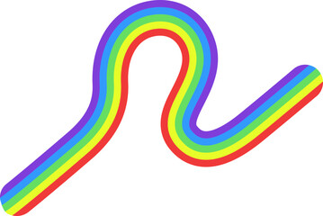 Rainbow colored line with a single wave shape.