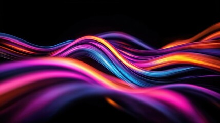 This striking image features vibrant, flowing colored waves against a black background, symbolizing energy, creativity, and the dynamic nature of art and life.