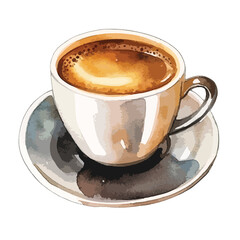 watercolor A freshly brewed cup of espresso illustration
