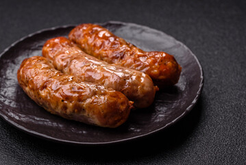 Grilled pork or beef sausages