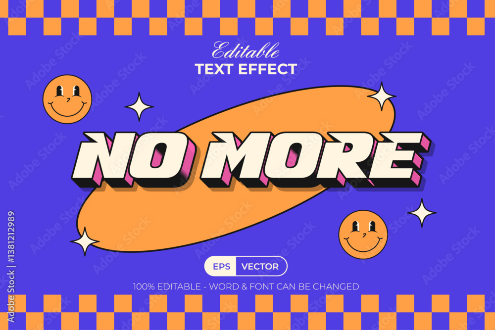 Poster 3d groovy text effect style. editable text effect.