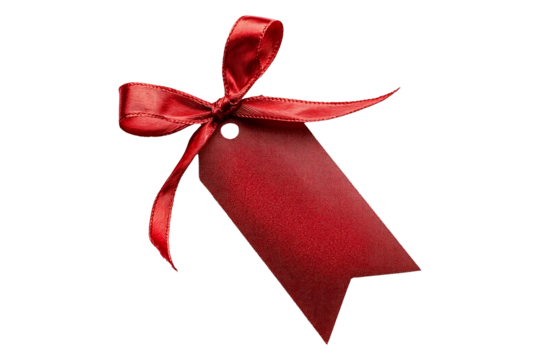 Red Gift Label isolated on white or transparent background. - Powered by Adobe