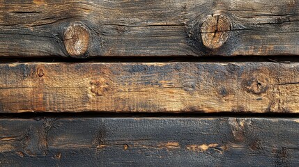 Obraz premium Aged wood panels. Distressed, dark stained texture with visible wood knots on a rustic surface
