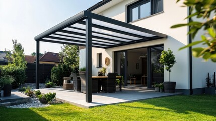 Modern Patio with Sleek Pergola Design