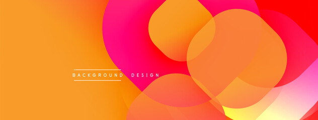Bright vibrant design. Overlapping circles create dynamic composition. Gradient colors blend smoothly. Modern abstract art. Perfect backdrop for projects.