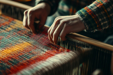 Artisan Weaving Traditional Handcrafted Embroidery Textile With Needlework In Cultural Art Generative AI