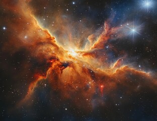 Obraz premium Cosmic nebula, vibrant colors, stellar birth