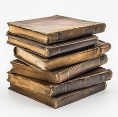 Fototapeta premium Stack of old vintage leather bound books