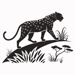 leopard silhouette icon vector