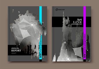 Abstract composition. Text frame surface. Blue, gray a4 brochure cover design. Title sheet model set. Polygonal space icon. Vector front page font. Ad banner form texture. Flier fiber