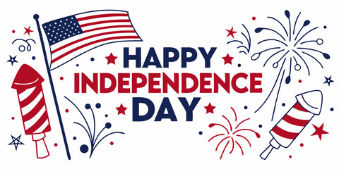 Obraz premium Vibrant Happy Independence Day Illustration with American Flag and Fireworks>