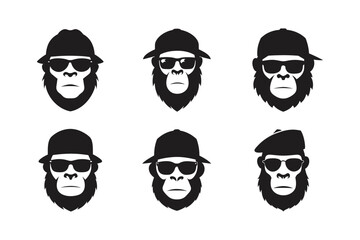 monkey sunglasses cap cool gorilla icon vector