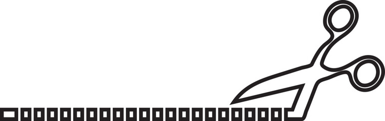 Scissor with cut line icon. paper dash cut mark dotted dash cutting line symbol