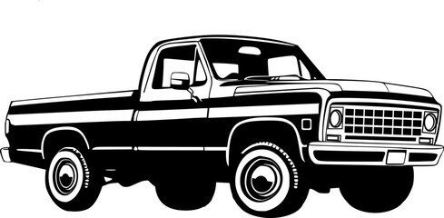 old pick up truck vector illustration