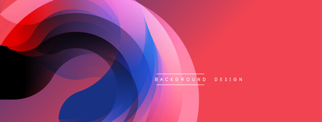 Abstract flowing shapes, vibrant colors. Red, blue, purple gradients create dynamic composition. Modern design, smooth transitions, artistic expression.